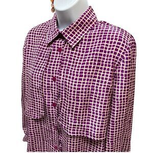 Schrader Blouse‎ Women’s Vintage 10 Purple Office Artsy Career Retro Geometric